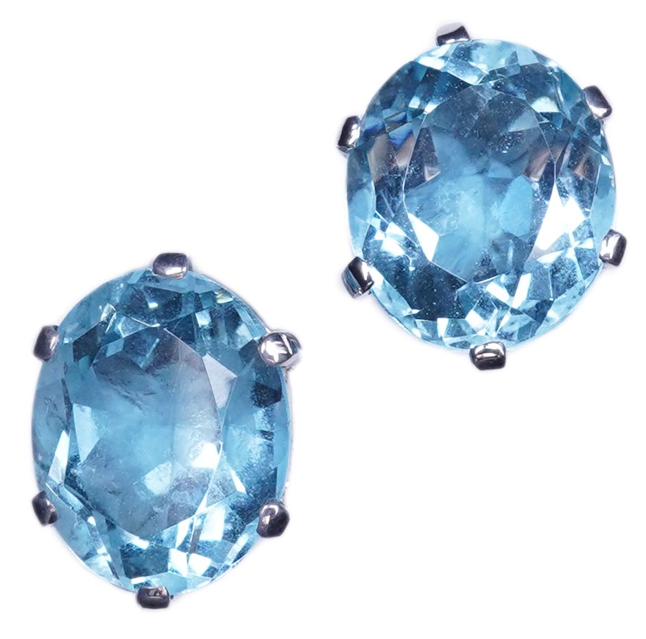 A pair of aquamarine stud earrings